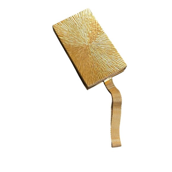 Evans Guilloche 1950 Gold Tone Compact Case with Floral Design and Mesh Strap Re - Picture 11 of 11